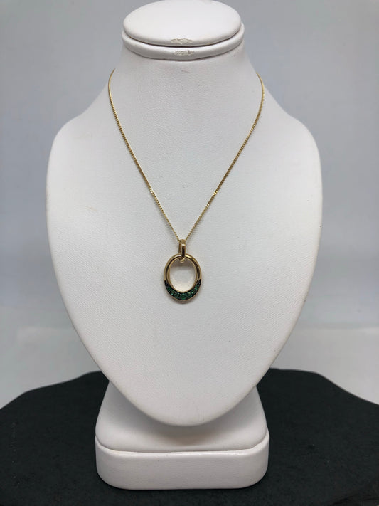 9ct Gold necklace with real Emerald stones