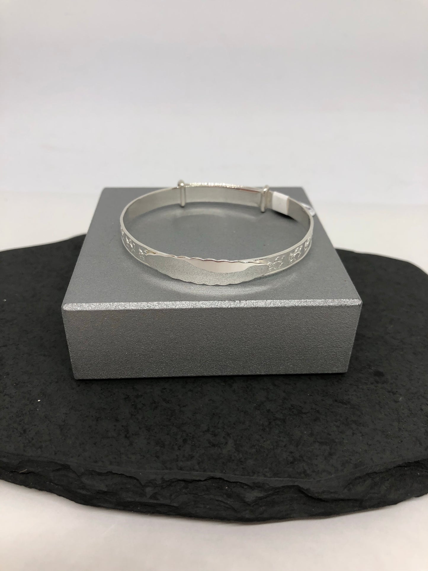 Sterling Silver Teddy bear Design Baby Bangle 011