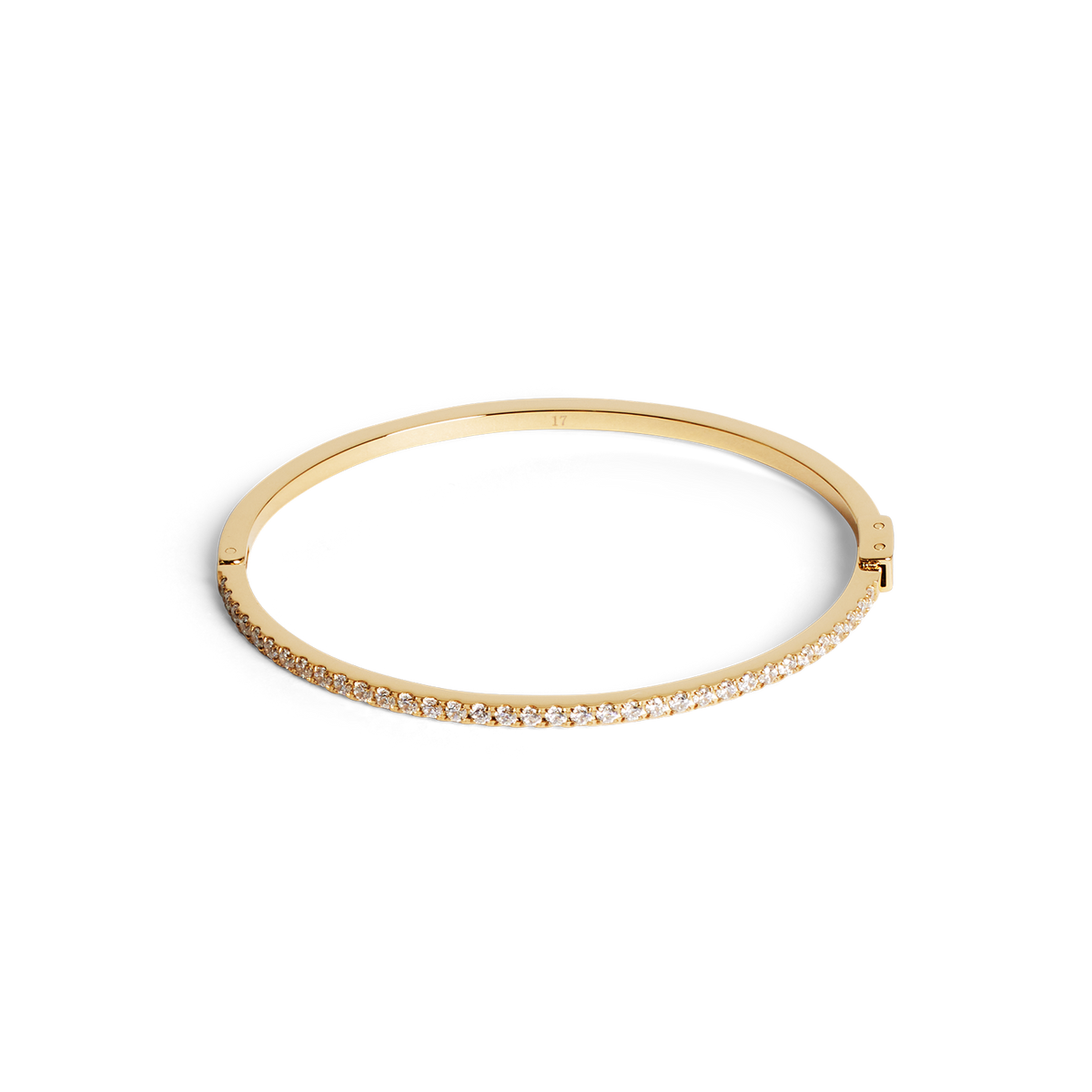 Eternal Love Gold Tone Stainless Steel Cubic Zirconia Bangle (size 17)
