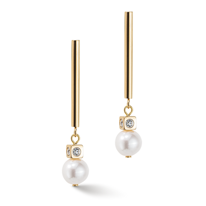 Earrings Asymmetry Freshwater Pearls & stainless steel white-gold