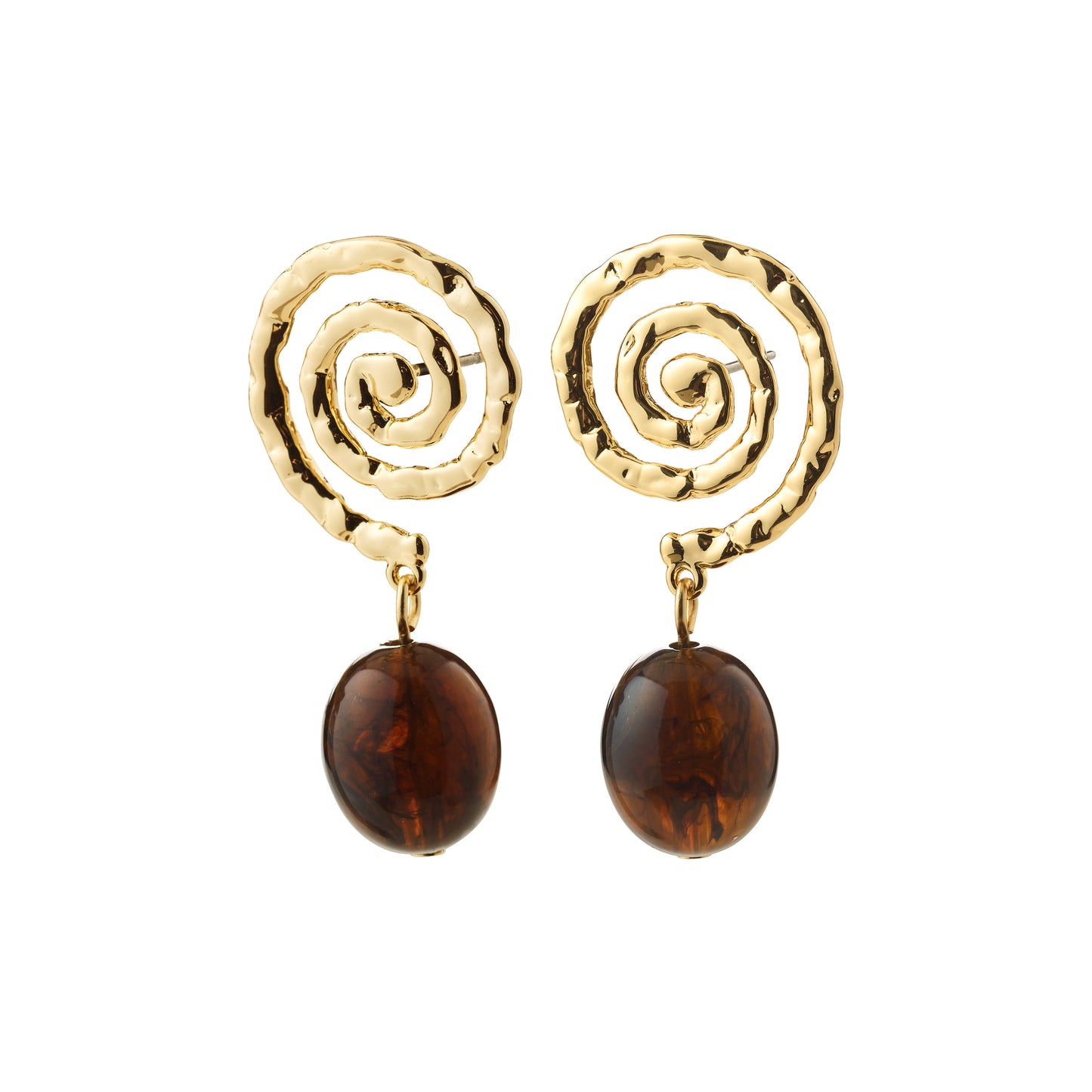 STILL earrings gold-plated/brown