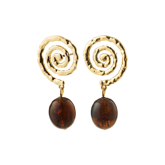 STILL earrings gold-plated/brown
