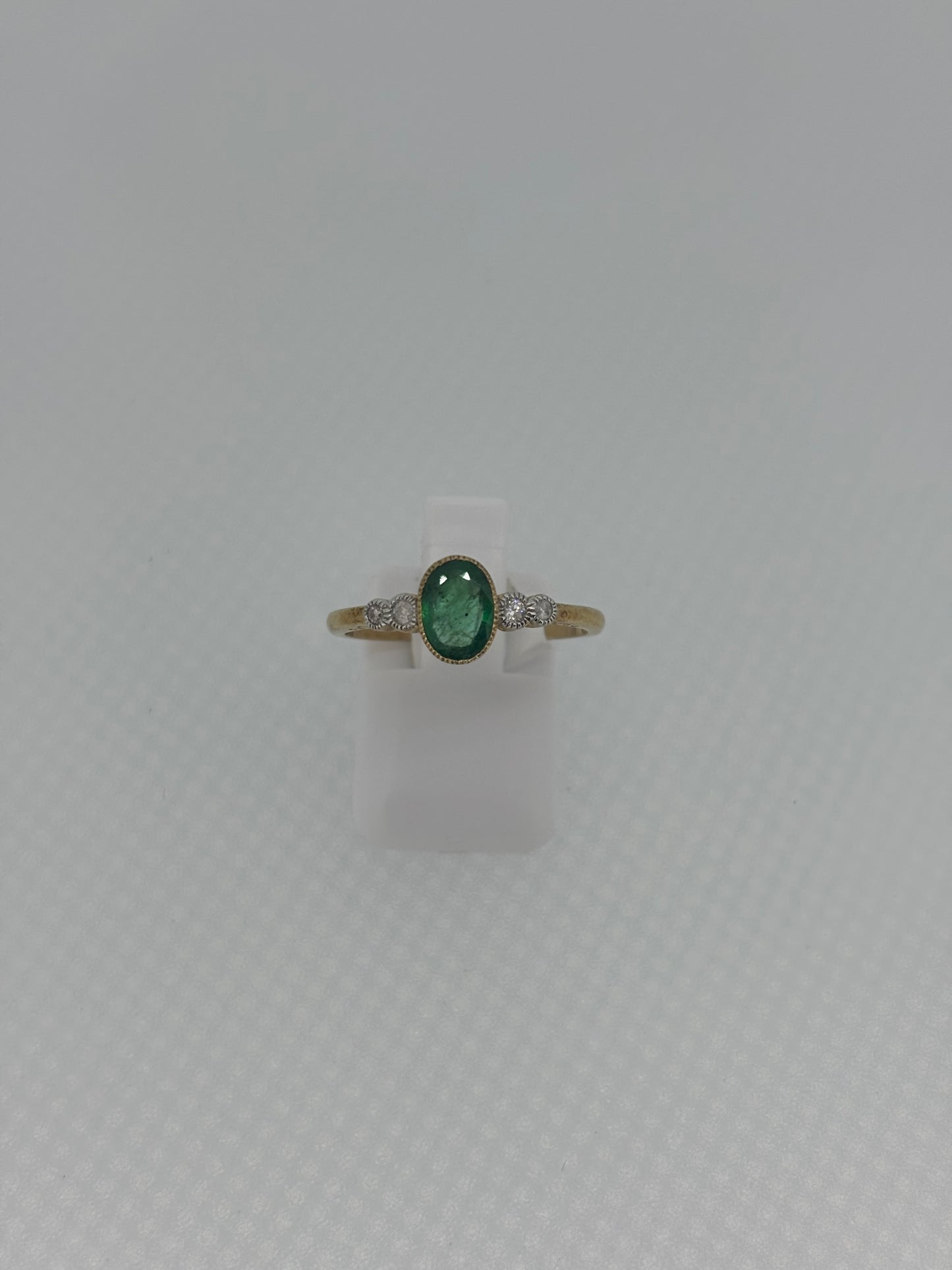 9ct Yellow Gold Emerald & Diamond Ring