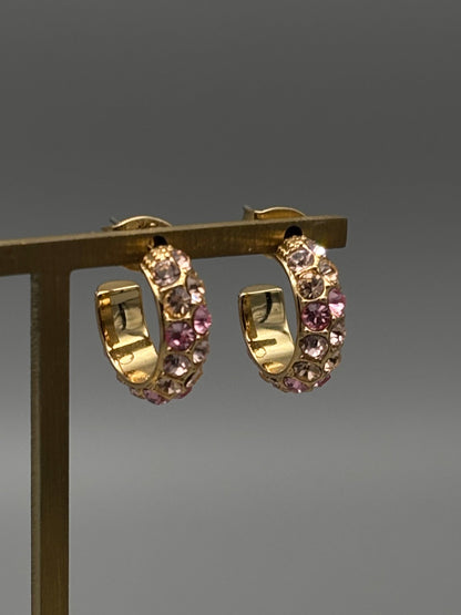 Dyrberg Kern Heidi Pink Crystal Hoop Earring
