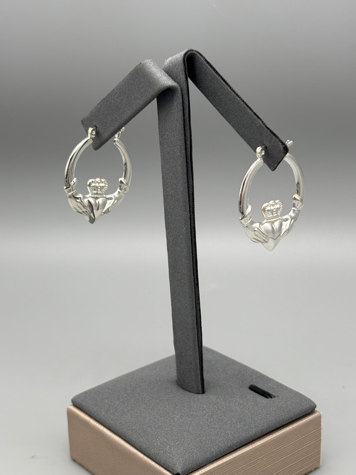 Sterling silver Claddagh hoops large