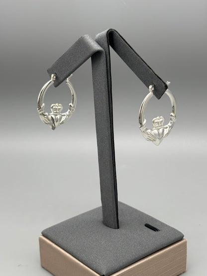 Sterling silver Claddagh hoops large
