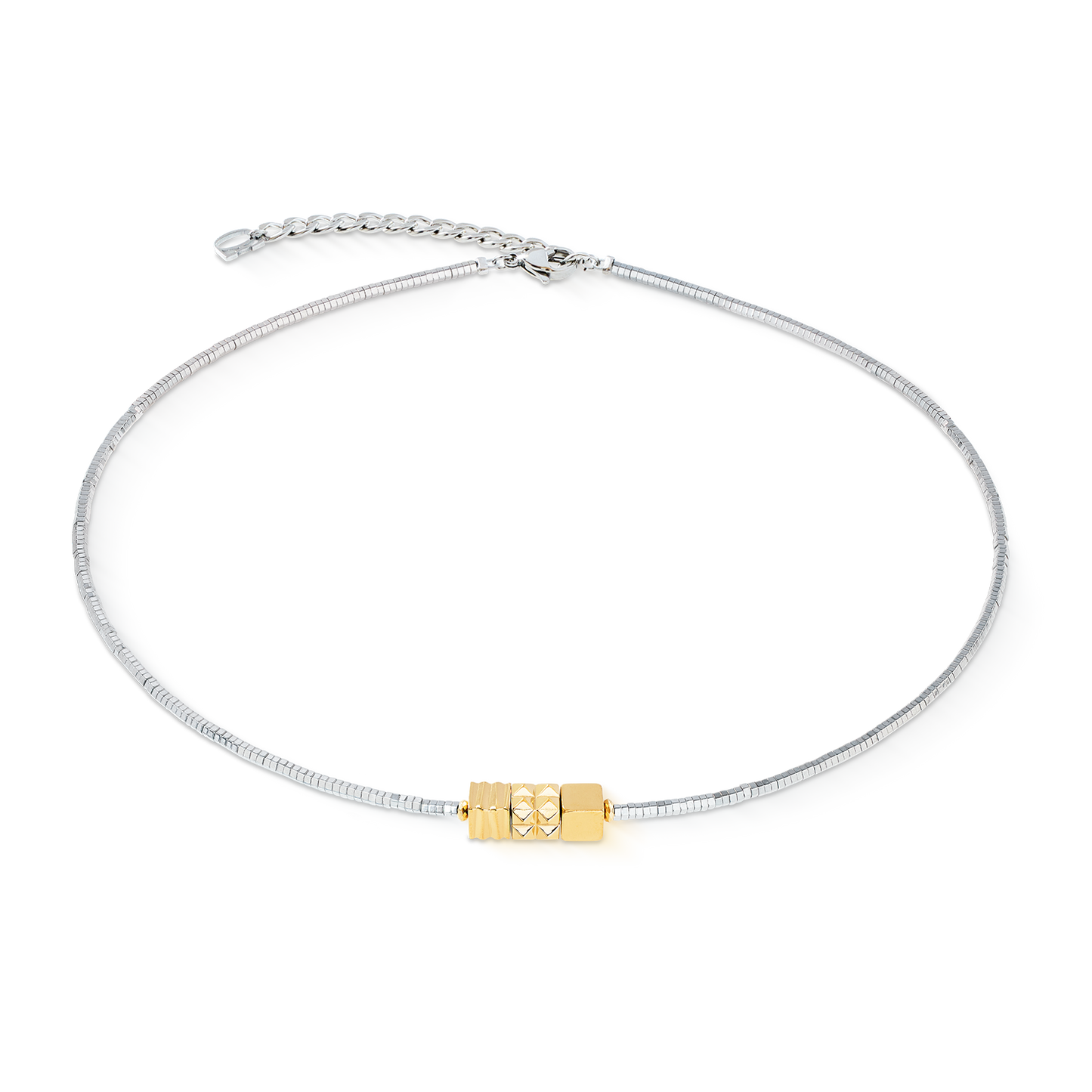 Necklace Cube Trio Facets gold-silver