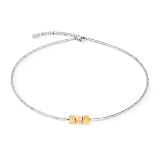 Necklace Cube Trio Facets gold-silver