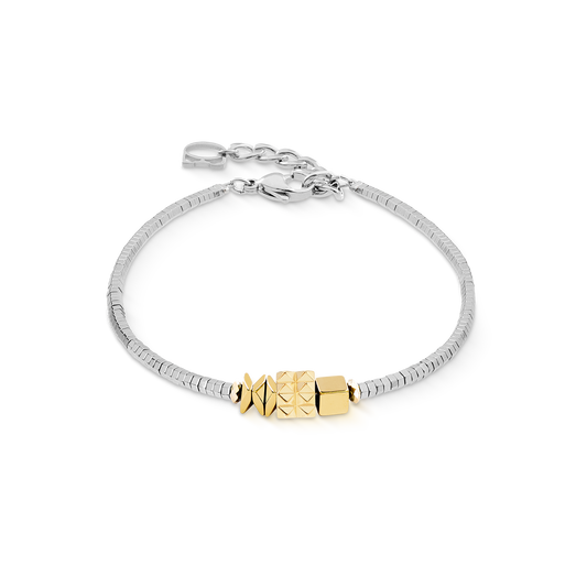 Bracelet Cube Trio Facets gold-silver
