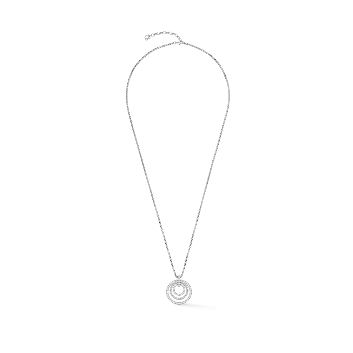 Necklace Circle Trio Crystal Silver