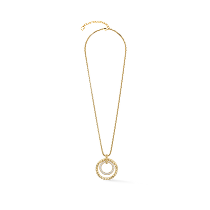 Necklace Circle Duo Multicolor Rainbow Gold
