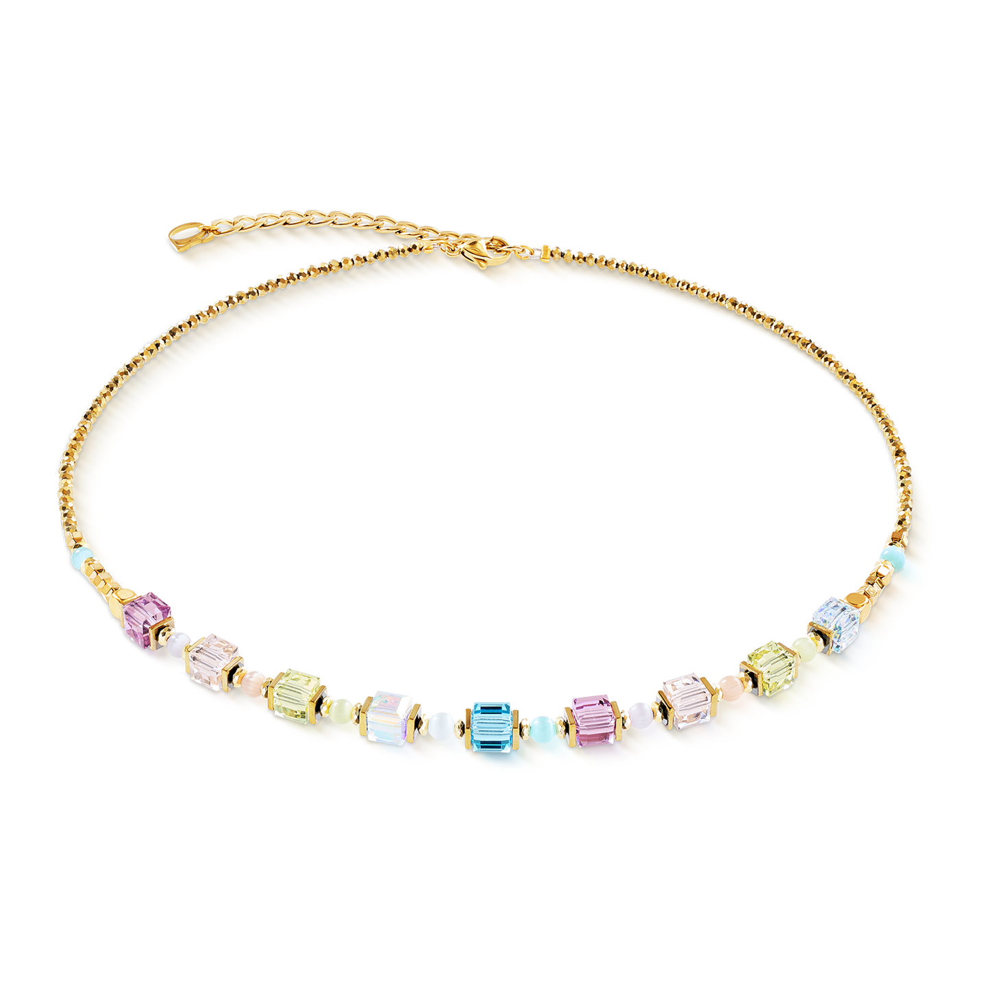 Necklace Cube Aura pastel gold