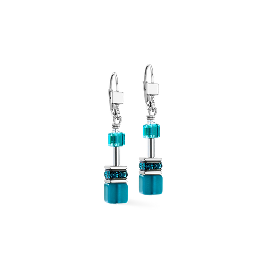 GeoCUBE® Iconic earrings Teal silver