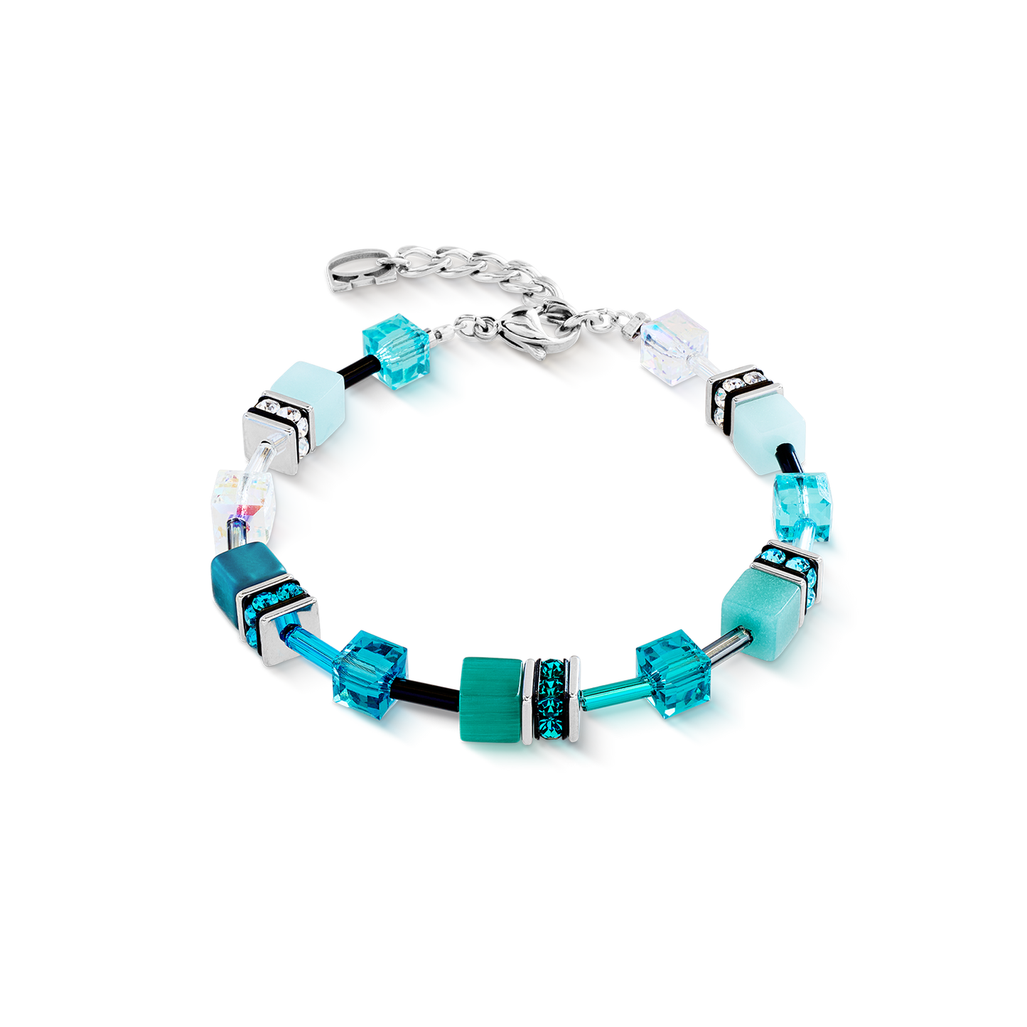 GeoCUBE® Iconic bracelet Teal silver
