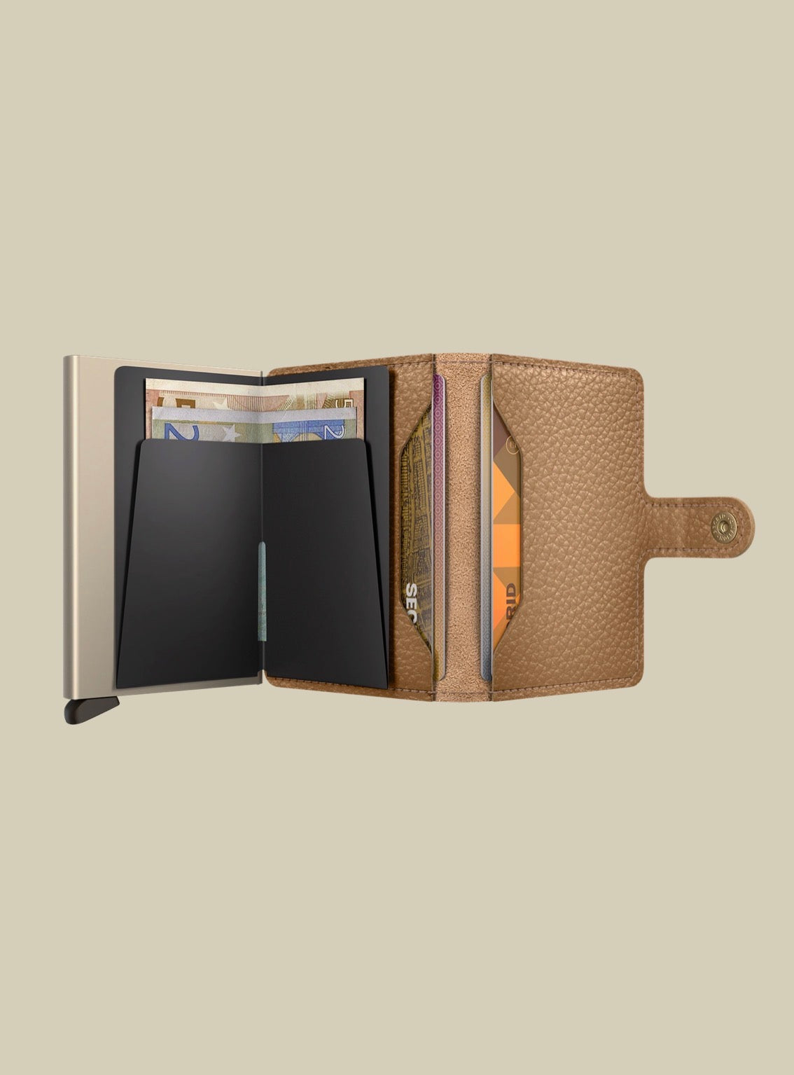 Secred mini wallet Pebble Leather- Cappucino