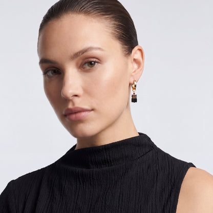 GeoCUBE® Precious Classic Hoop Earrings Ruby Noir
