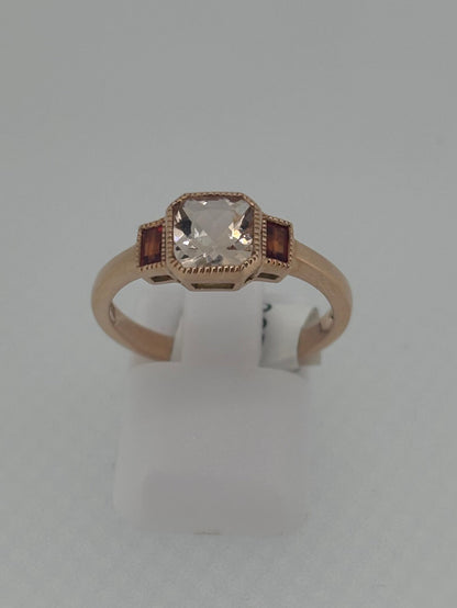 9ct Rose Gold Morganite & Orange Sapphire Ring