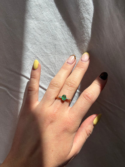 9ct Yellow Gold Emerald & Diamond Ring