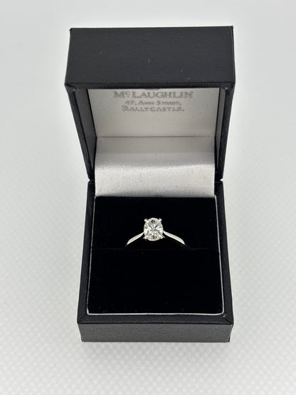 Solitaire Oval-Brilliant Cut Lab-grown Diamond Ring – Platinum band