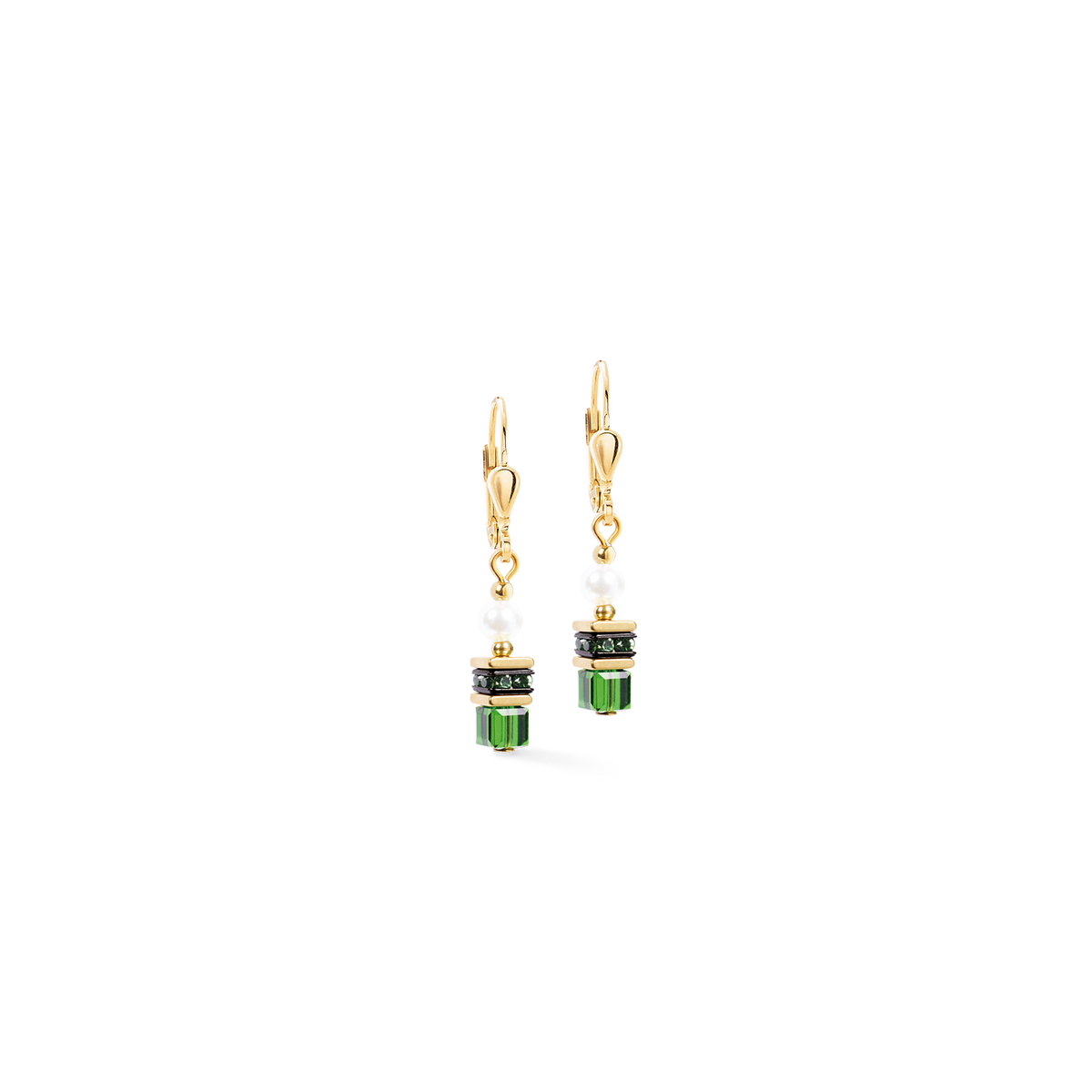 Earrings Sparkling Princess gold-emerald