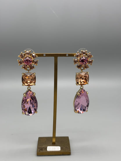 Dyberg Kern pink tone statement gold earrings