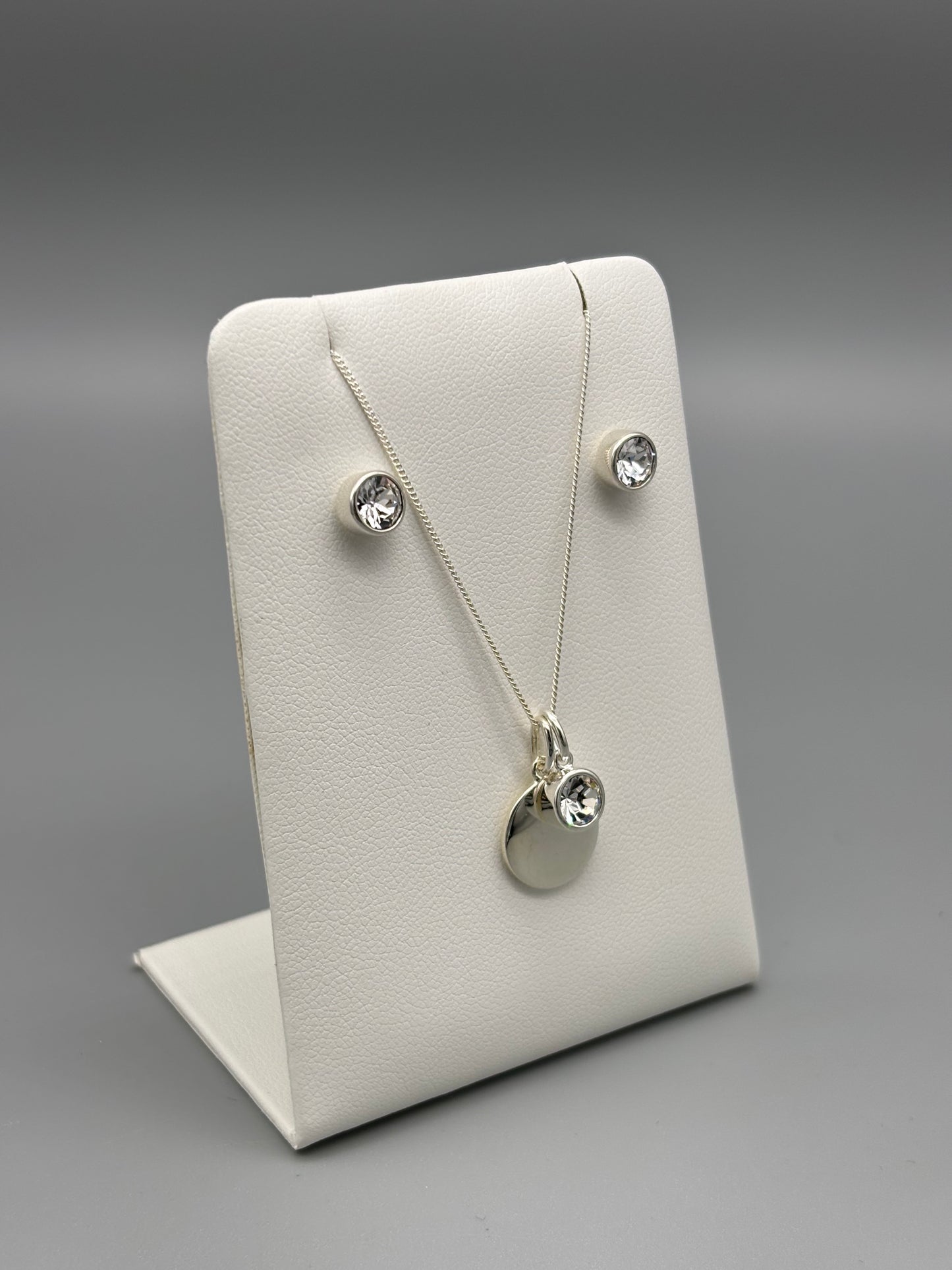 Birthstone silver necklace- April