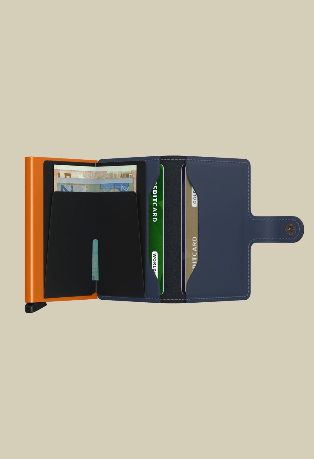 Secred mini wallet matte blue & orange