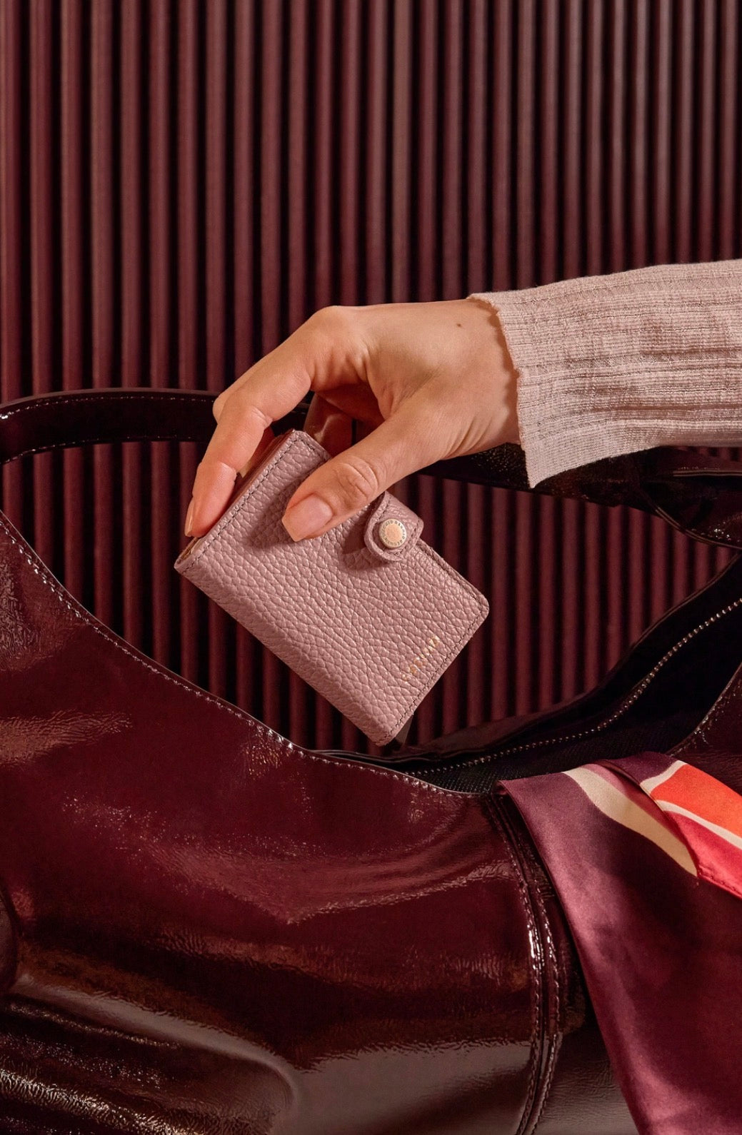 Secred mini wallet Pebble Leather- Rose