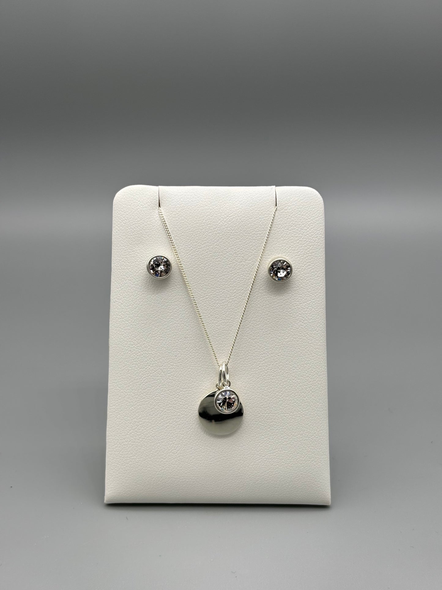 Birthstone silver necklace- April