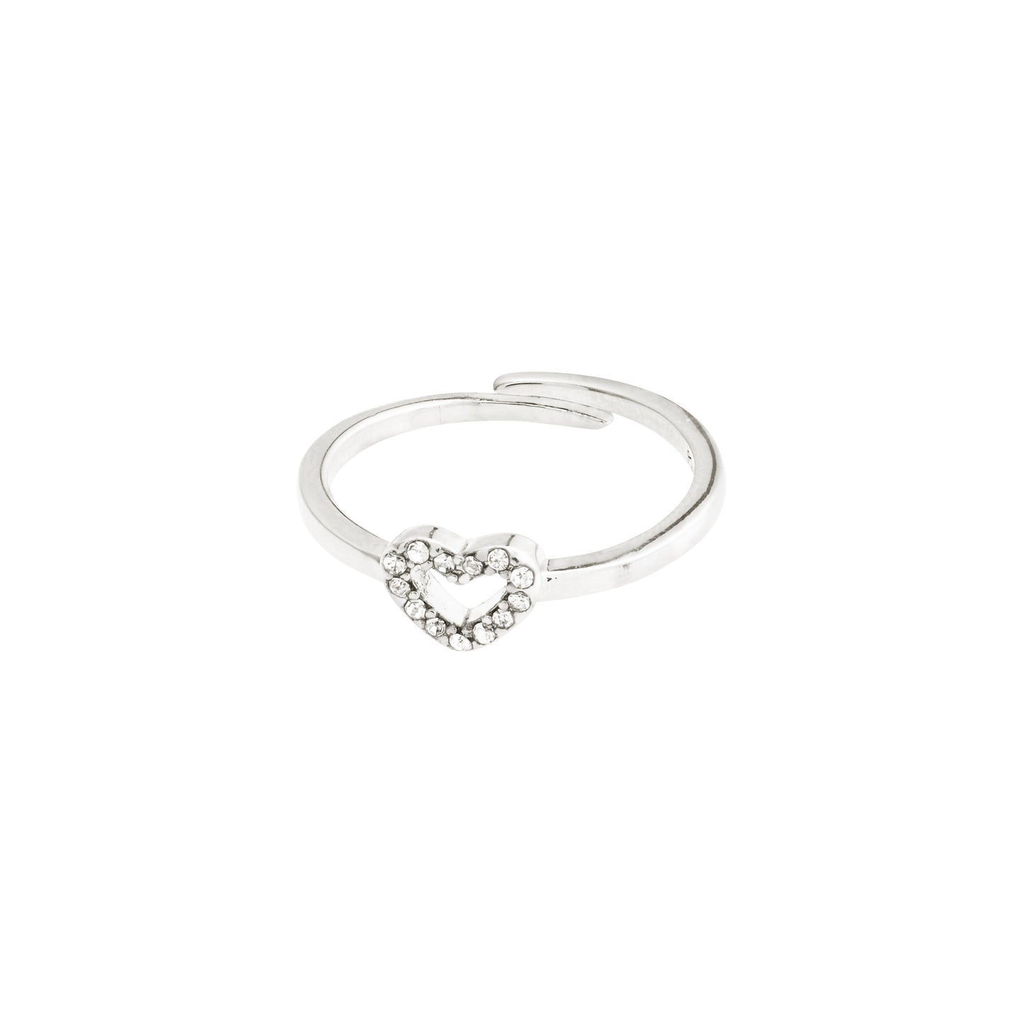 LULU crystal heart stack ring silver-plated