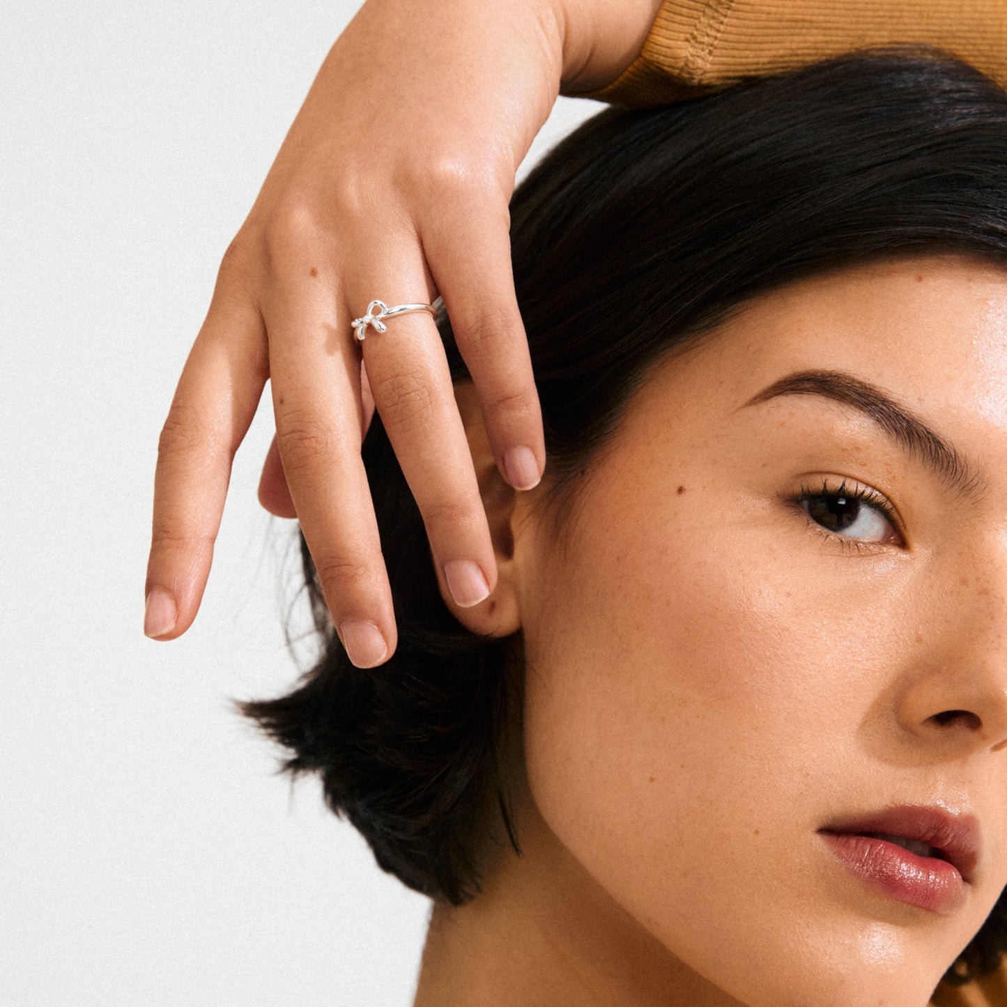 LULU bow stack ring silver-plated