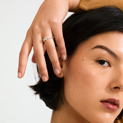 LULU bow stack ring silver-plated