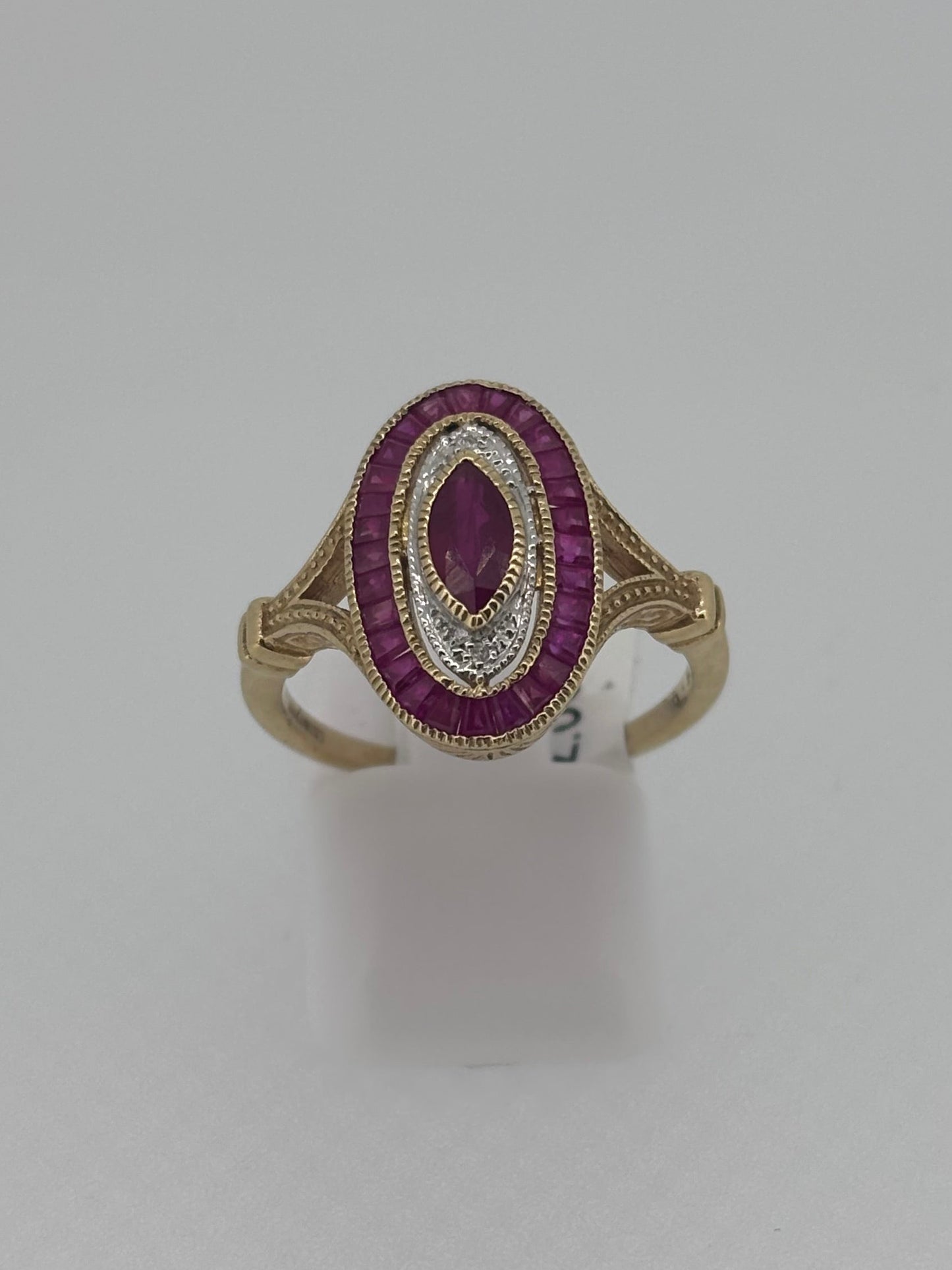 9ct Yellow Gold Oval Ruby & Diamond Ring