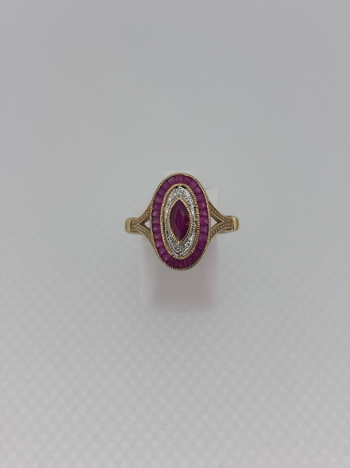 9ct Yellow Gold Oval Ruby & Diamond Ring