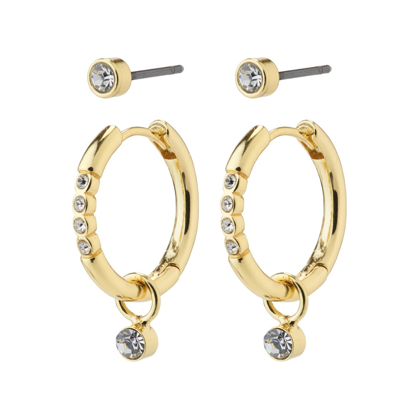 ELNA crystal earrings 2-in-1 set gold-plated