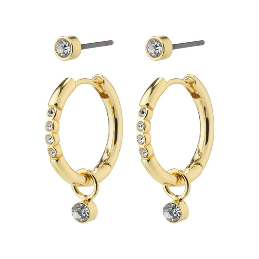 ELNA crystal earrings 2-in-1 set gold-plated