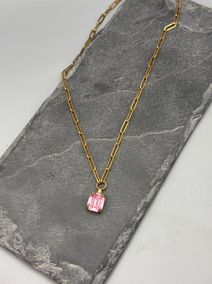 Dyrberg Kern Octa necklace in pink & gold