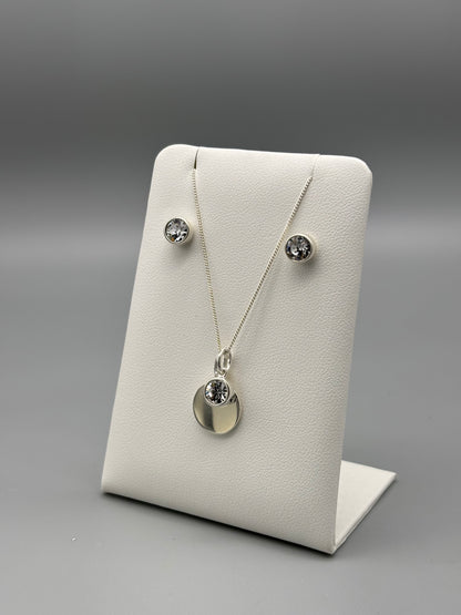 Birthstone silver necklace- April