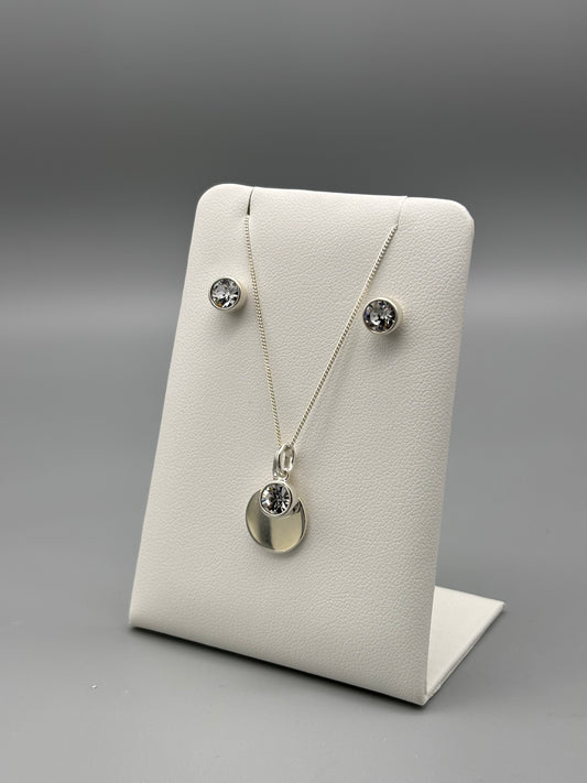 Birthstone silver necklace- April