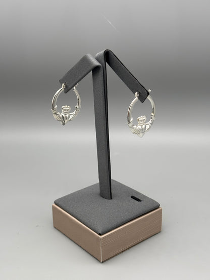 Sterling silver Claddagh hoops large