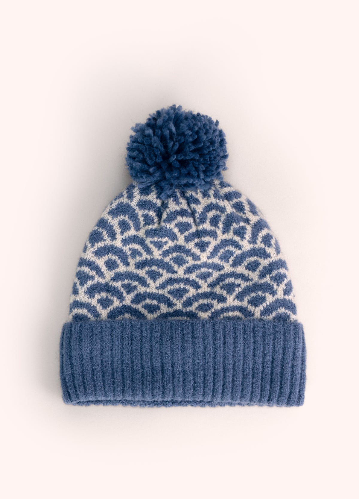 Agatha Pompom Hat in Denim Mix