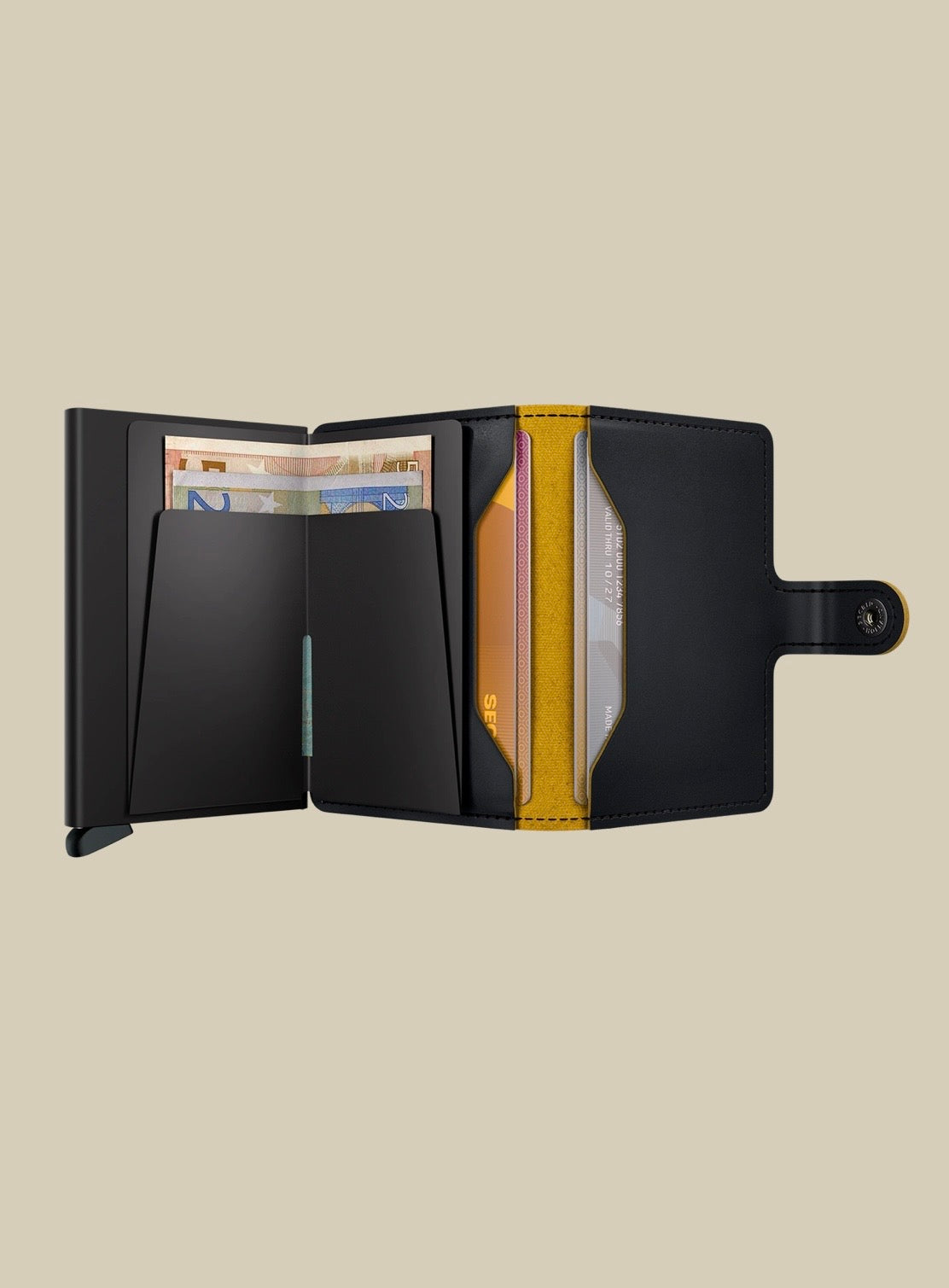 Secred mini wallet Matt Black/Ochre