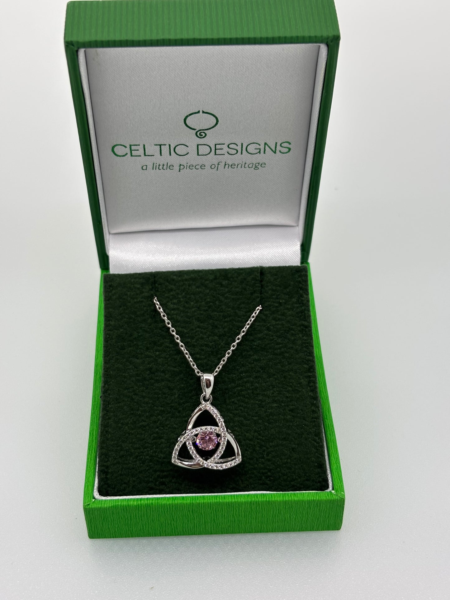 Sterling Silver Trinity Knot pendant- October birthstone