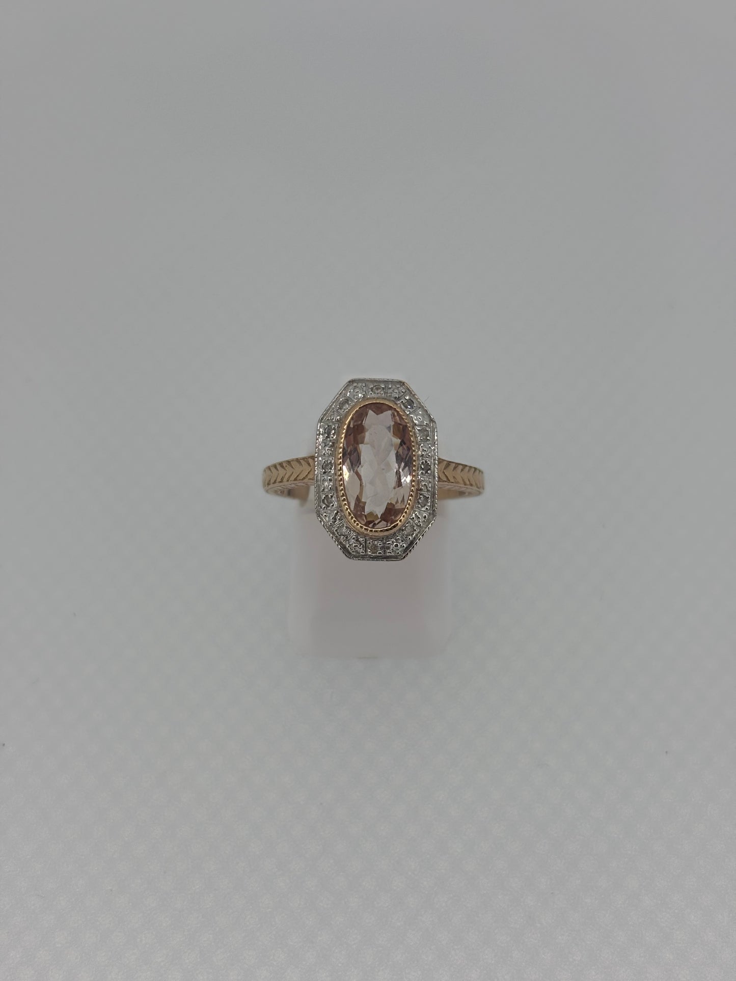 9ct Rose Gold Morganite & Diamond Ring