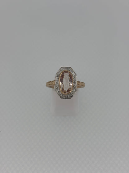 9ct Rose Gold Morganite & Diamond Ring