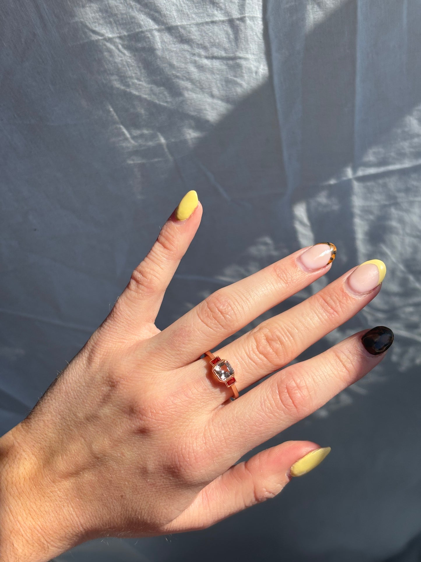 9ct Rose Gold Morganite & Orange Sapphire Ring