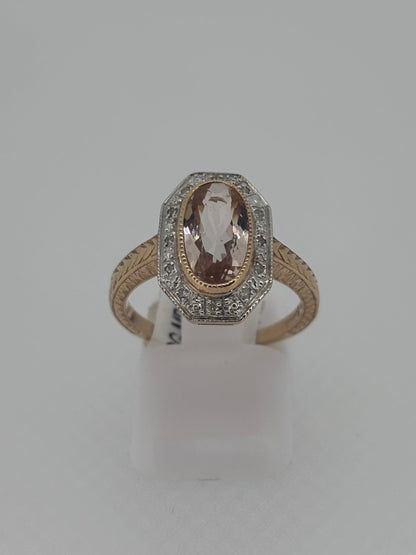 9ct Rose Gold Morganite & Diamond Ring
