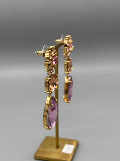 Dyberg Kern pink tone statement gold earrings