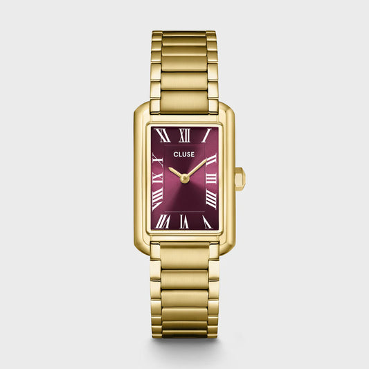 CLUSE ladies watch gold colour, wine dial