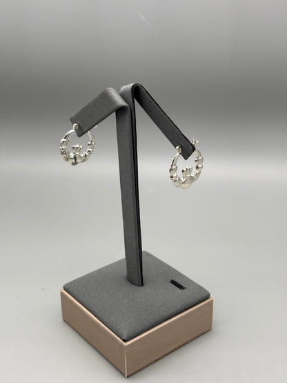 Sterling silver Claddagh hoops small